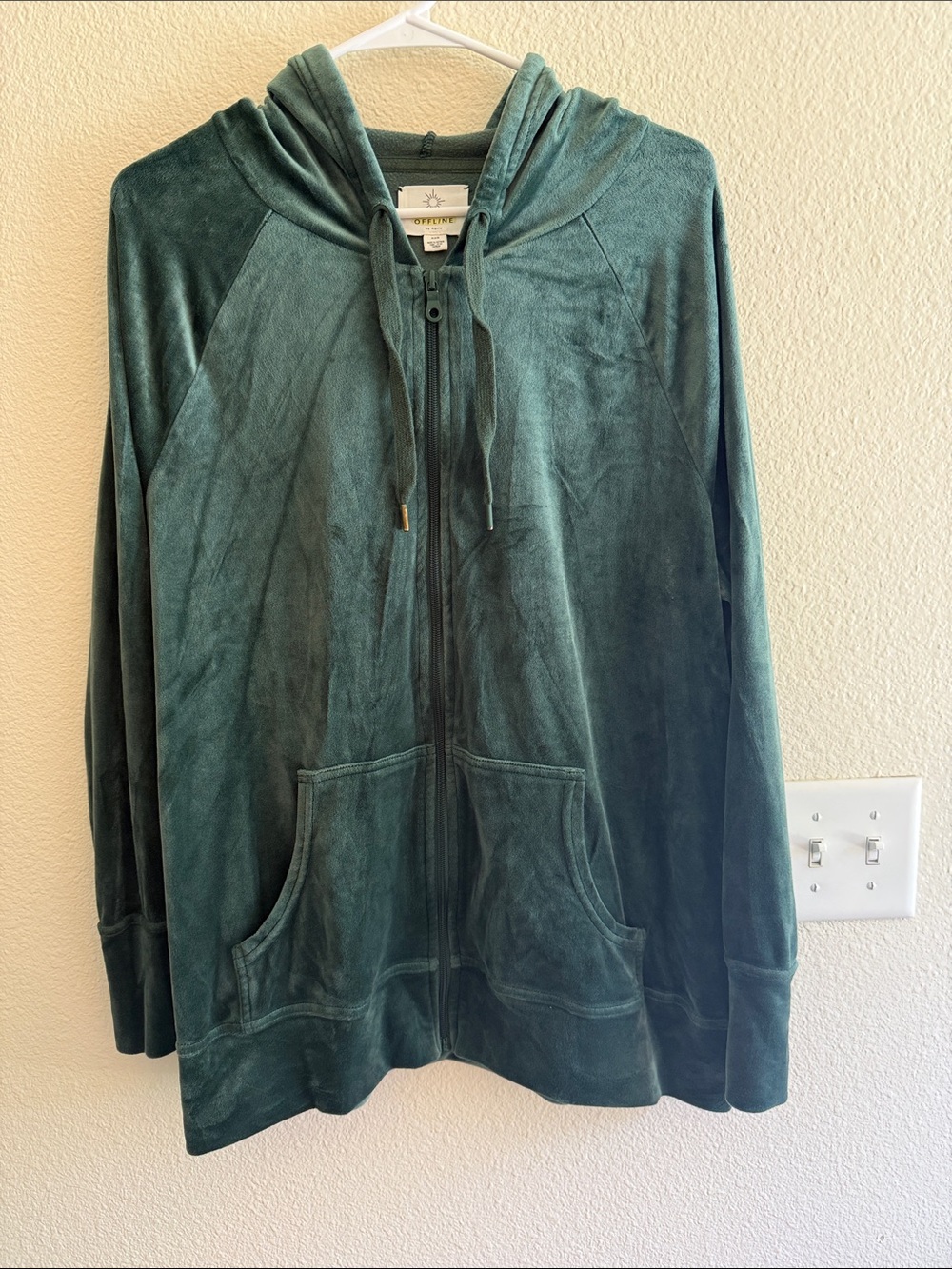 Velour Zip-Up Hoodie Jacket in Teal Green - Casual Teddy Jacket